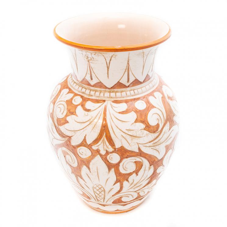 Керамическая ваза классической формы с фактурным орнаментом Scalfito L´Antica Deruta - фото