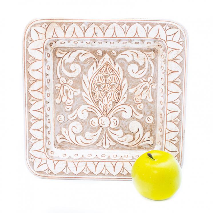 Квадратная декоративная тарелка из резной керамики с патиной Scalfito L´Antica Deruta - фото