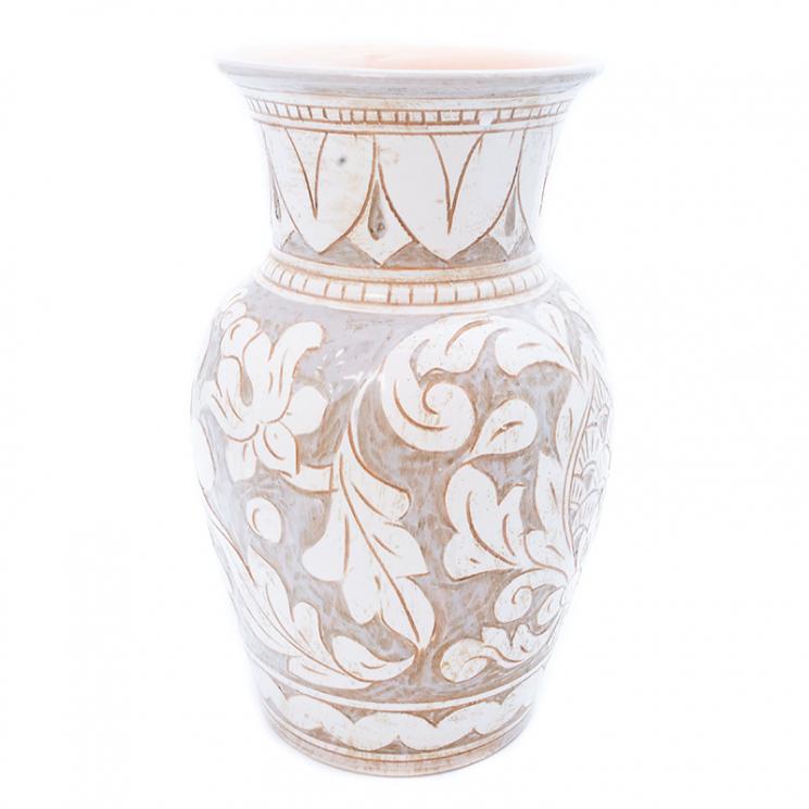 Ваза классической формы из резной керамики с молочной патиной Scalfito L´Antica Deruta - фото
