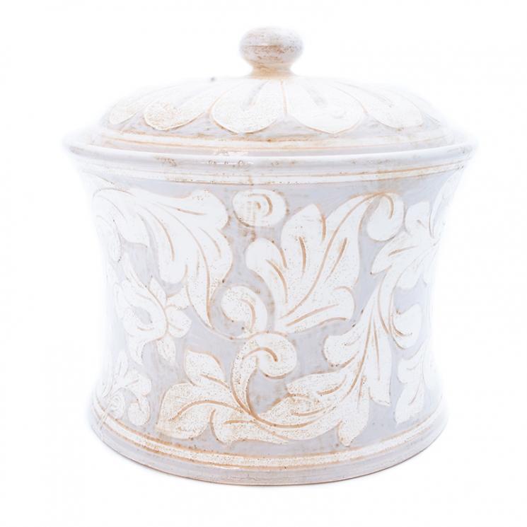 Емкость для хранения, шкатулка из фактурной керамики со светлой патиной Scalfito L´Antica Deruta - фото