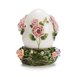 Фарфоровое яйцо-шкатулка с лепным декором "Розы"