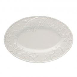 Блюдо белого цвета с ручной росписью "Артишок и птица"