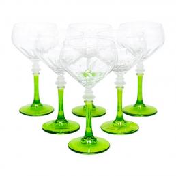 Набор из 6-ти бокалов на зеленых ножках для вина