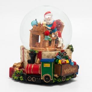 Музыкальная шкатулка-шар "Санта и гномы"