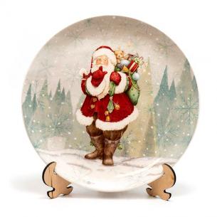 Блюдо новогоднее "Санта с мешком подарков за спиной"