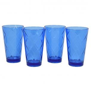 Акриловые стаканы синего цвета, 4 шт. "Алмазные грани"