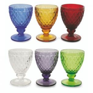 Комплект винных бокалов из разноцветного рельефного стекла, 6 шт.