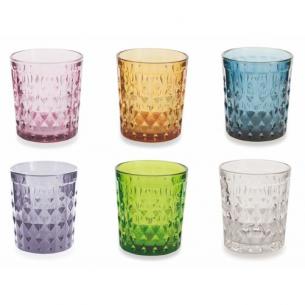 Комплект красочных стаканов из стекла с рельефным декором, 6 шт.