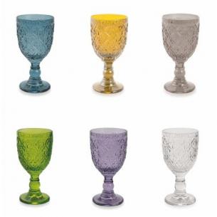 Набор винных бокалов из цветного стекла с фактурным рисунком, 6 шт.