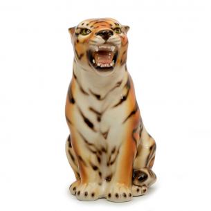 Статуэтка из керамики в виде сидящего тигра