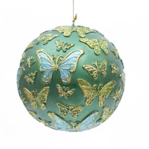 Новогодний шар на елку с декором в виде бабочек
