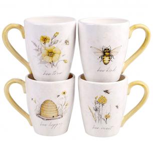 Керамические чашки для чая набор 4 шт. "Сладкий мед"