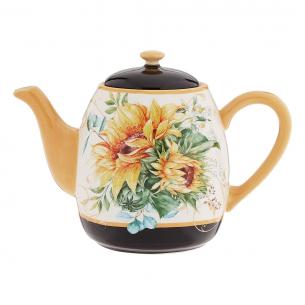 Заварник для чая с рисунком из цветов "Букет подсолнухов"