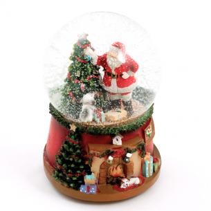 Новогодняя музыкальная шкатулка-шар "Санта с ёлочкой"