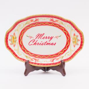 Блюдо овальное новогоднее с надписью Merry Christmas