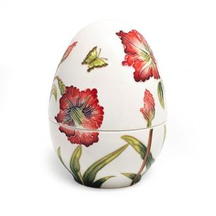 Большая керамическая шкатулка в форме яйца с ручной росписью рельефного узора