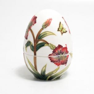 Керамическая шкатулка в форме яйца с рельефным узором и ручной росписью