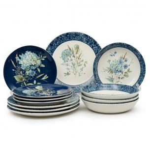 Столовый сервиз с тарелками для супа "Синие цветы Богемии"