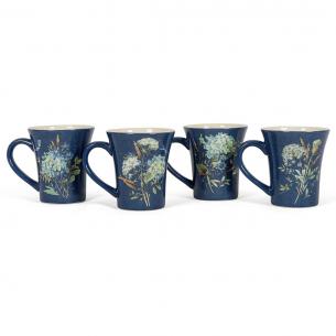 Набор из 4-х высоких чайных чашек "Синие цветы Богемии"
