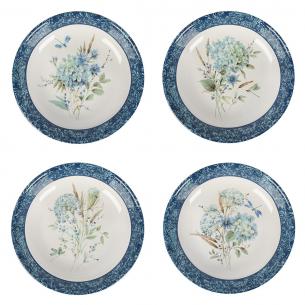 Керамические тарелки для супа, 4 шт. "Синие цветы Богемии"