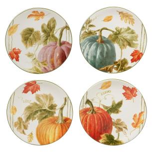 Набор из 4-х салатных тарелок с рисунком тыкв "Осенний урожай"