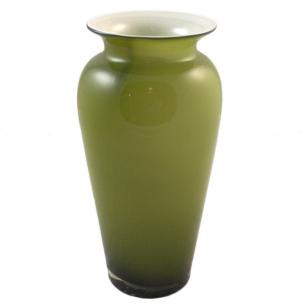 Высокая стеклянная ваза зелёного цвета Fiore