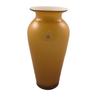Высокая ваза из цветного стекла янтарного цвета Fiore