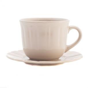 Чашка для чая с блюдцем бежевая Ritmo