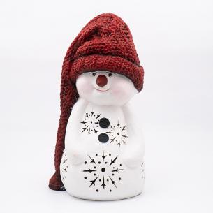 Статуэтка LED «Снеговик в красной шапке»