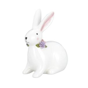 Керамический декор "Кролик с цветами"
