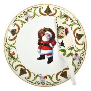 Тортовница с лопаткой с изображением Деда Мороза Christmas Maison