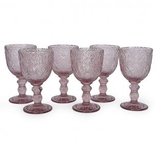 Стеклянные бокалы нежно-розового цвета, 6 шт. Corinto