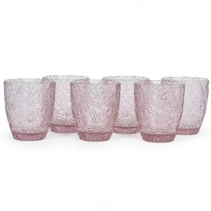 Набор из 6-ти стаканов из стекла розового цвета Corinto
