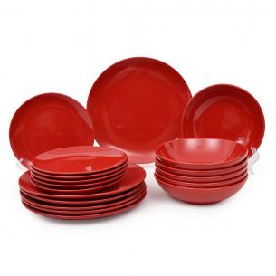 Яркий столовый сервиз из керамики красного цвета Total Red