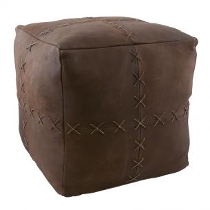 Оригинальный кожаный пуф в форме кубика