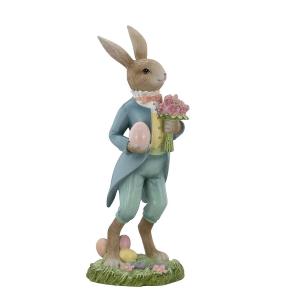 Статуэтка кролик с цветами