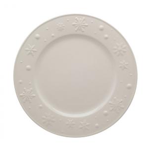 Тарелка обеденная белая с выпуклым рисунком "Снежинки"