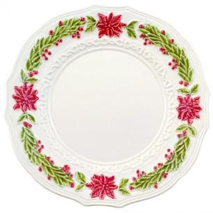 Тарелка обеденная керамическая с рельефным узором "Рождество"