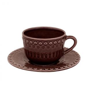 Чашка чайная с блюдцем шоколадного цвета "Фантазия"