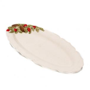 Блюдо овальное с ярким декором "Рождественская гирлянда"