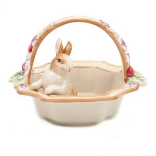 Фруктовница керамическая корзинка с кроликом
