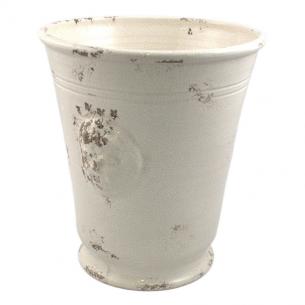 Керамический белый вазон с потертостями "Помпеи"