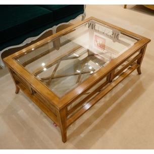 Журнальный столик из массива благородной древесины со вставками из стекла AM Classic