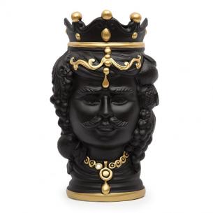 Ваза черная керамическая с золотистым декором "Сицилиец"