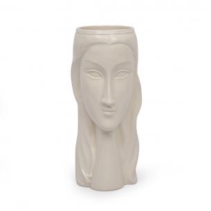 Керамическая ваза белого цвета в виде скульптуры женщины