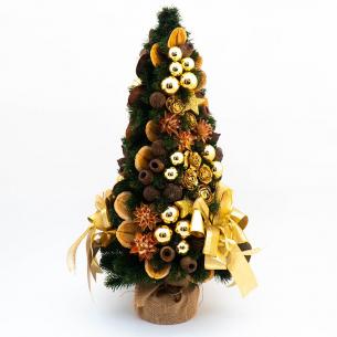 Небольшая новогодняя елочка с золотистым декором