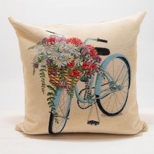 Наволочка с двусторонним принтом "Велосипед с цветами"