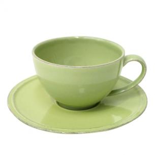 Чашки с блюдцем зелёные для чая, набор 6 шт. Friso
