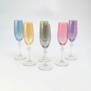 Набор разноцветных бокалов для шампанского, 6 шт