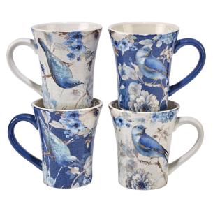 Чашки керамические набор 4 шт. "Синяя птица"